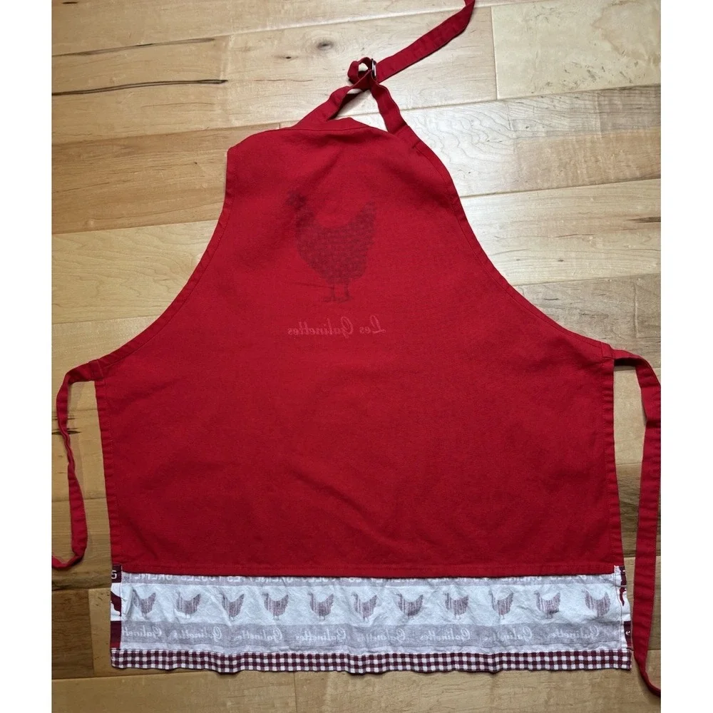 Red Chicken Apron Les Galinettes Cotton Country French Cottage Core